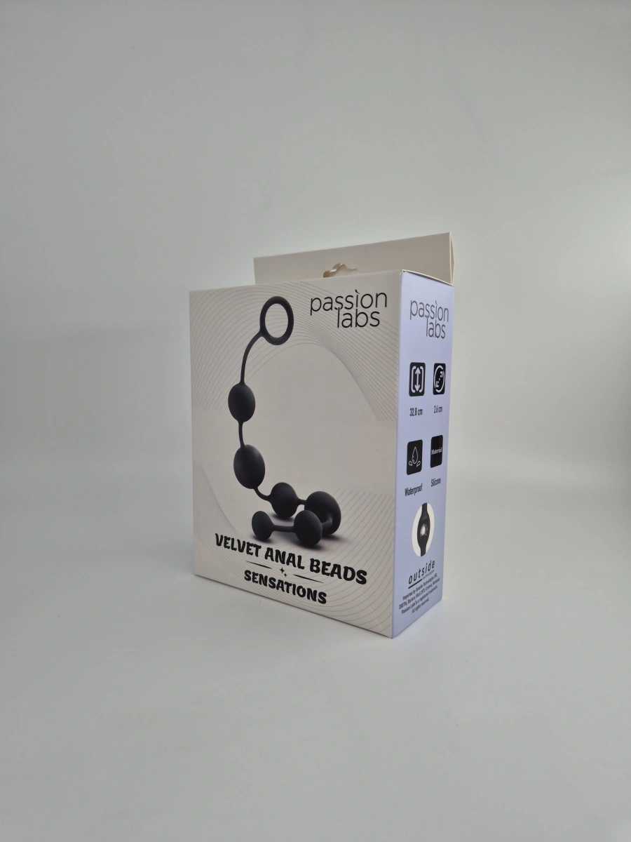 Bile Anale Velvet Anal Beads, Silicon, Negru, 32.8 cm, Passion Labs, Sensations, #2, Erotic24.ro