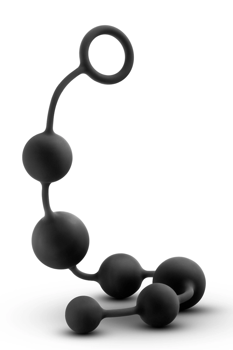 Bile Anale Velvet Anal Beads, Silicon, Negru, 32.8 cm, Passion Labs, Sensations