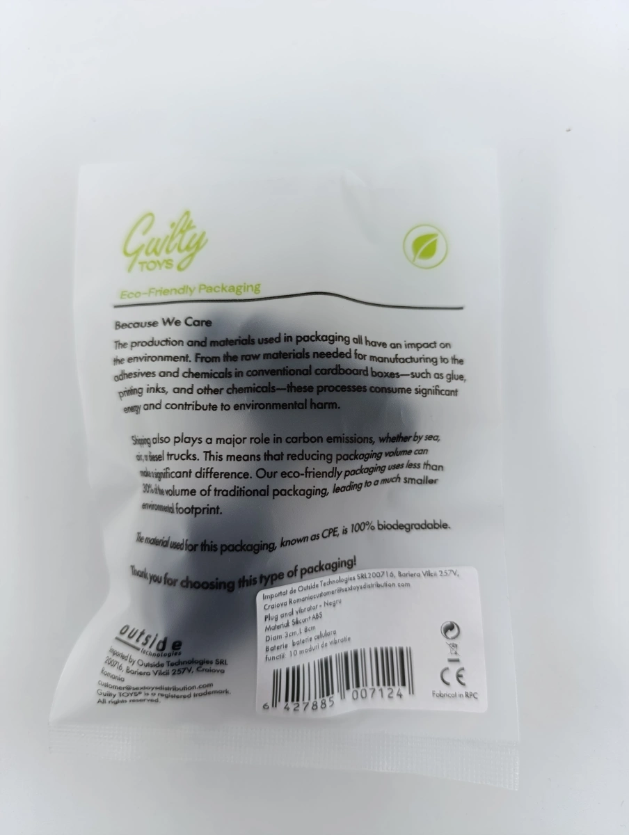 Vibrator Vibe Anal Plug, 10 Moduri Vibratii, Silicon, Negru, 8.1 cm, Guilty Toys, #4, Erotic24.ro