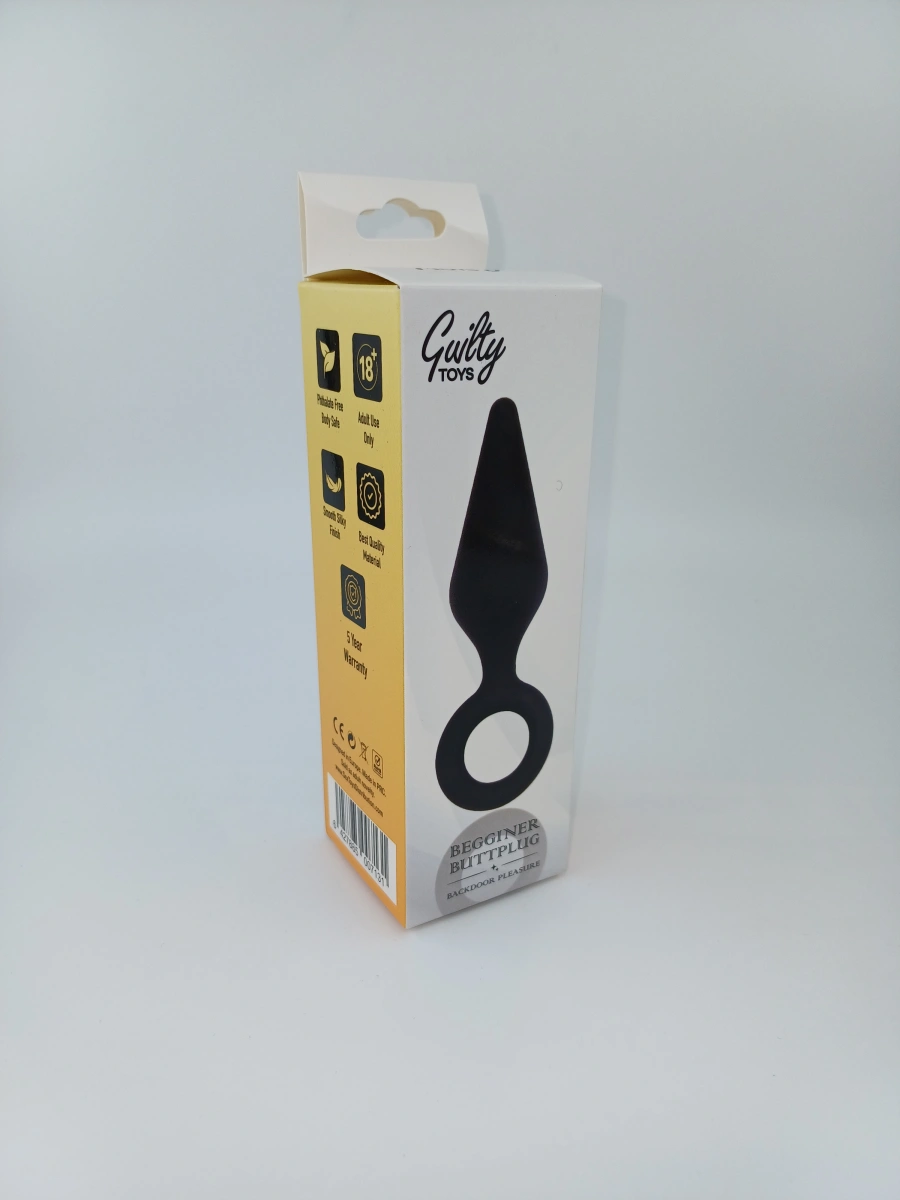 Dop Anal Begginer Buttplug Medium, Silicon, Negru, 9.9 cm, Guilty Toys, Backdoor Pleasure, Nr. 2, Erotic24.ro