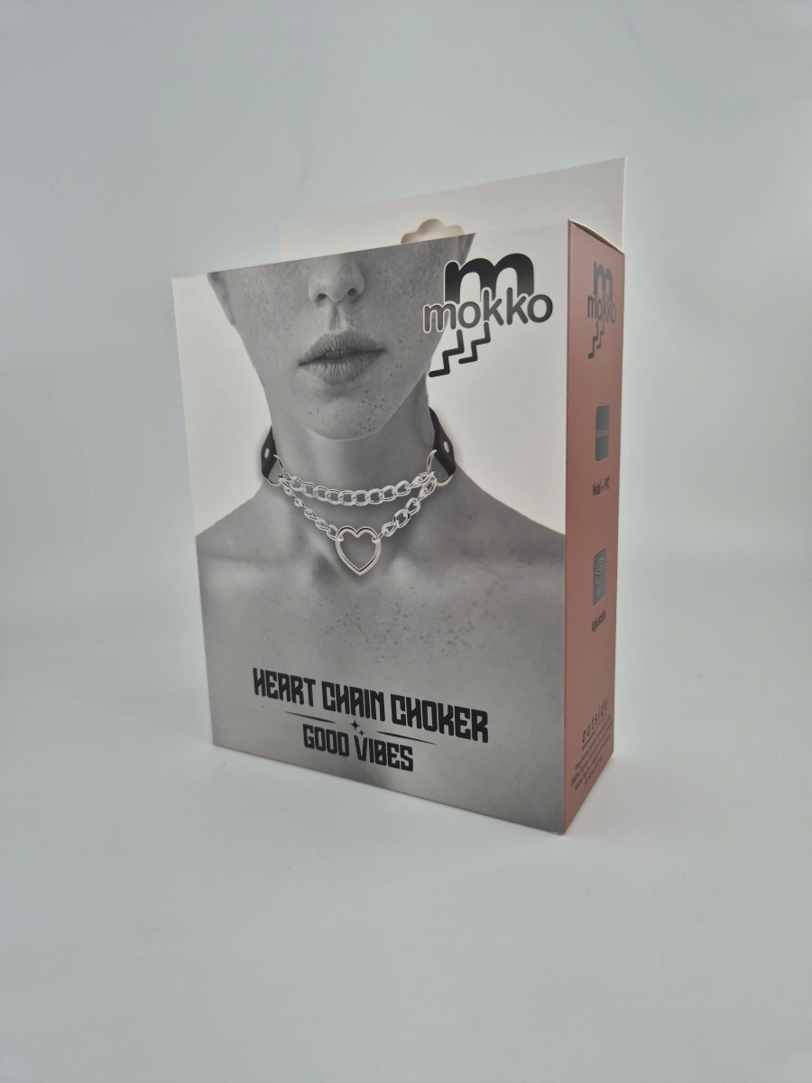 Choker Heart Chain, Negru, Mokko Toys, #2, Erotic24.ro