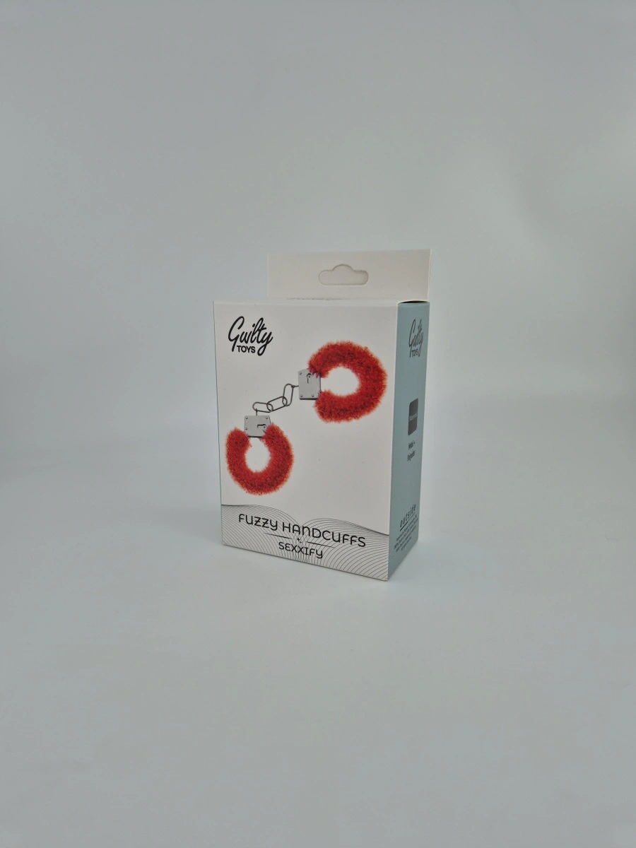 Catuse cu Plus Fuzzy Handcuffs, Rosu, Guilty Toys, #2, Erotic24.ro
