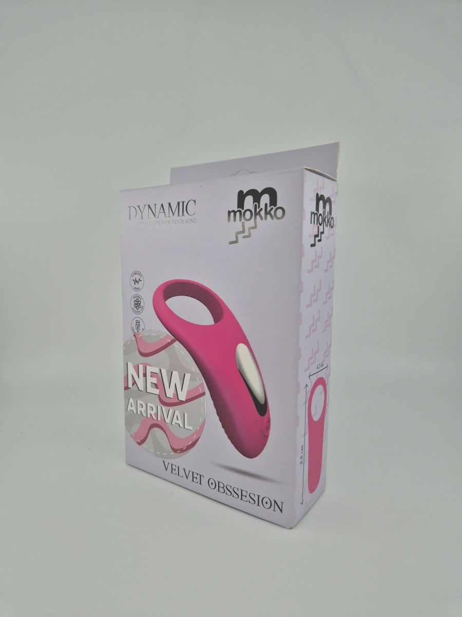 Inel Stimulator Dynamic, 9 Moduri Vibratii, Silicon, USB, Roz, Mokko Toys, Velvet Obsession, #8, Erotic24.ro