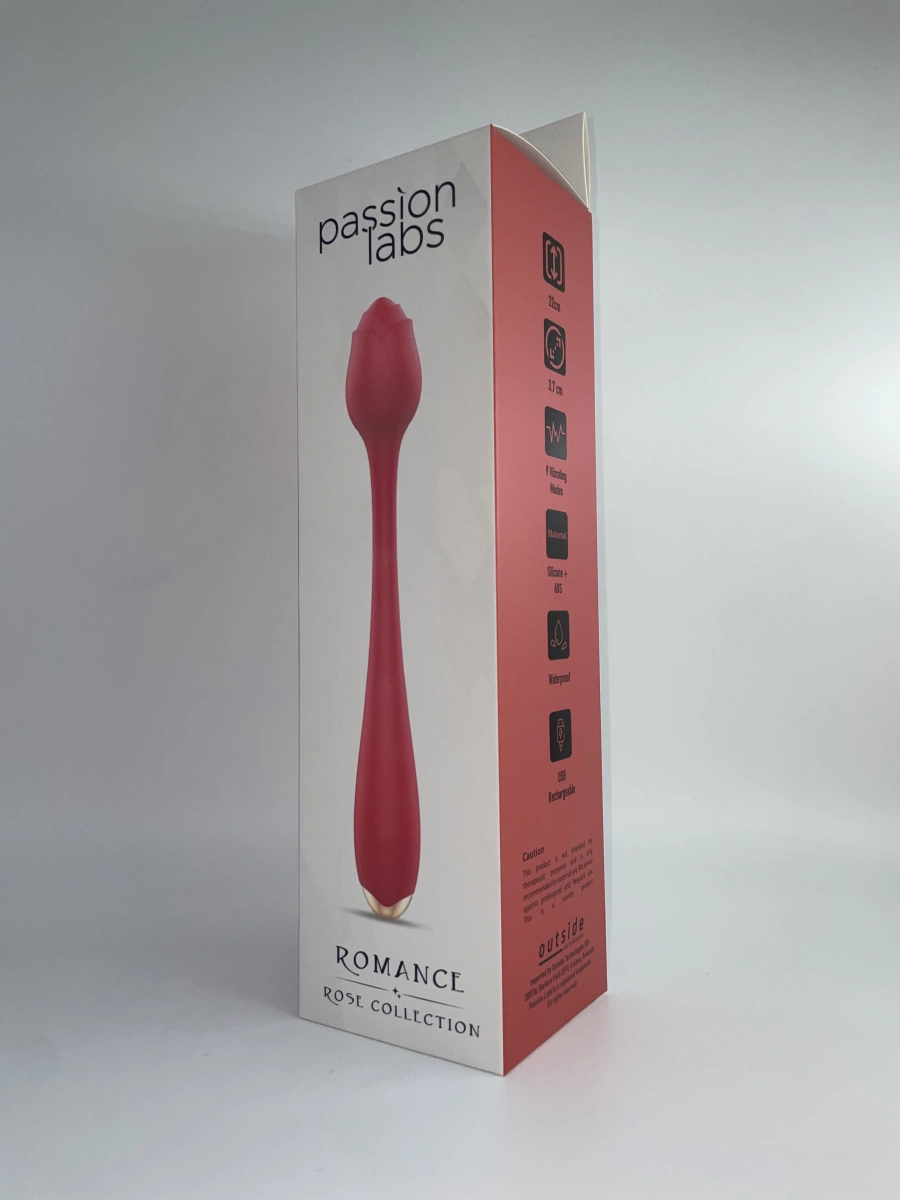 Vibrator Bendable Romance, 9 Moduri Vibratii, USB, Silicon, Rosu, 22 cm, Passion Labs, Rose Collection, #8, Erotic24.ro