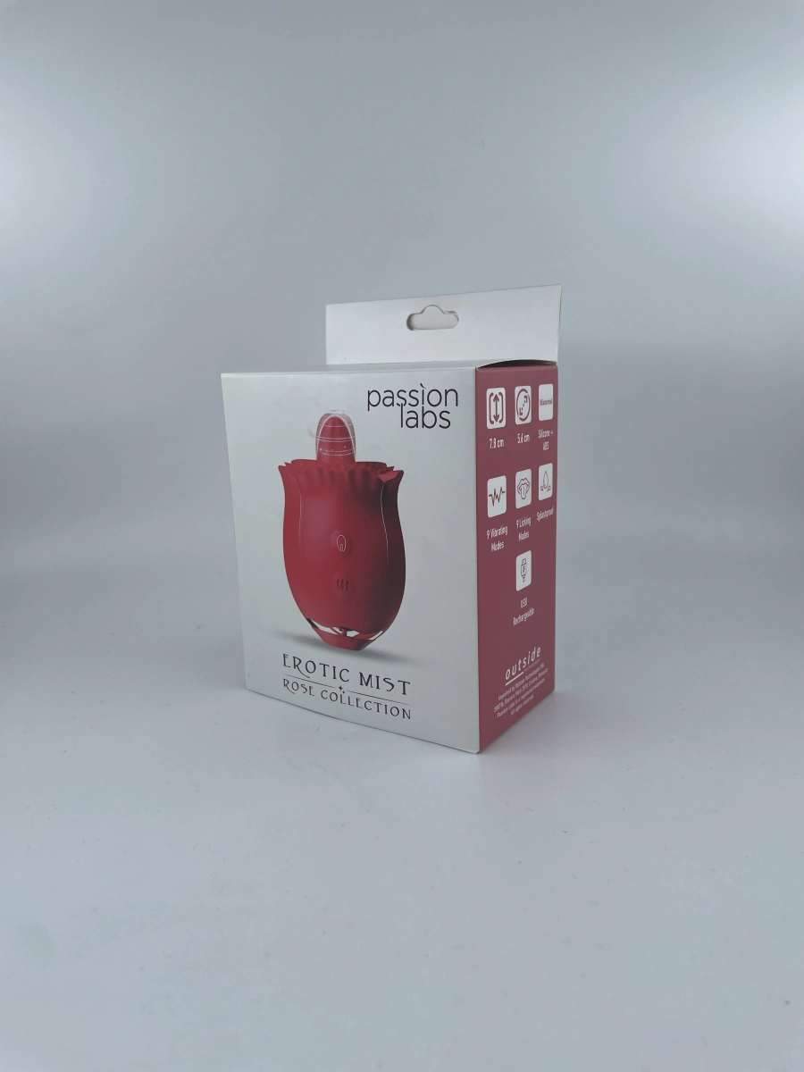 Stimulator Clitoris Erotic Mist, 9 Moduri Vibratii, 9 Moduri Licking, Silicon, USB Magnetic, Rosu, Passion Labs, Rose Collection, #2, Erotic24.ro