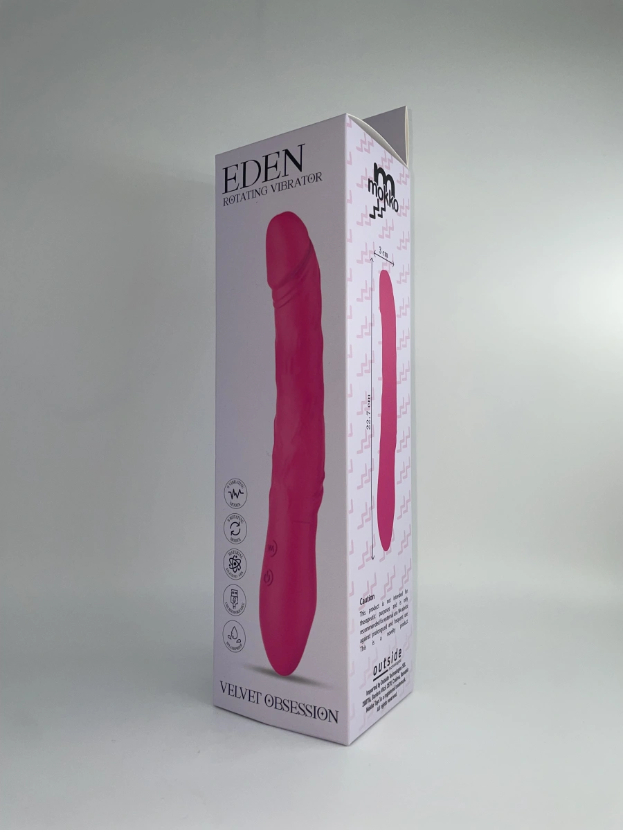Vibrator Eden Rotating Vibrator, 9 Moduri Vibratii & 9 Moduri Rotatii, Silicon, USB, Roz, 22.7 cm, Mokko Toys, Velvet Obsession, #6, Erotic24.ro