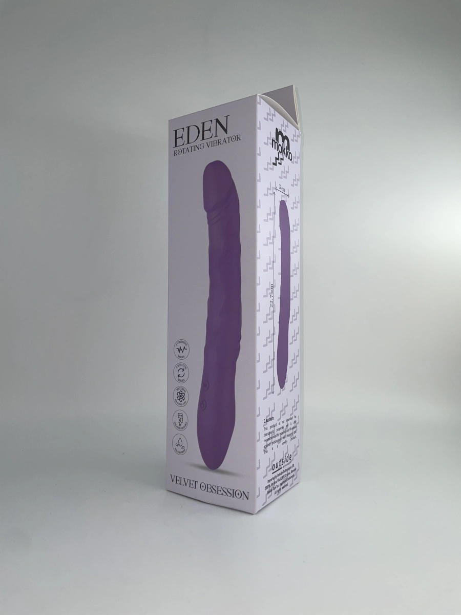 Vibrator Eden Rotating Vibrator, 9 Moduri Vibratii & 9 Moduri Rotatii, Silicon, USB, Mov, 22.7 cm, Mokko Toys, Velvet Obsession, #5, Erotic24.ro