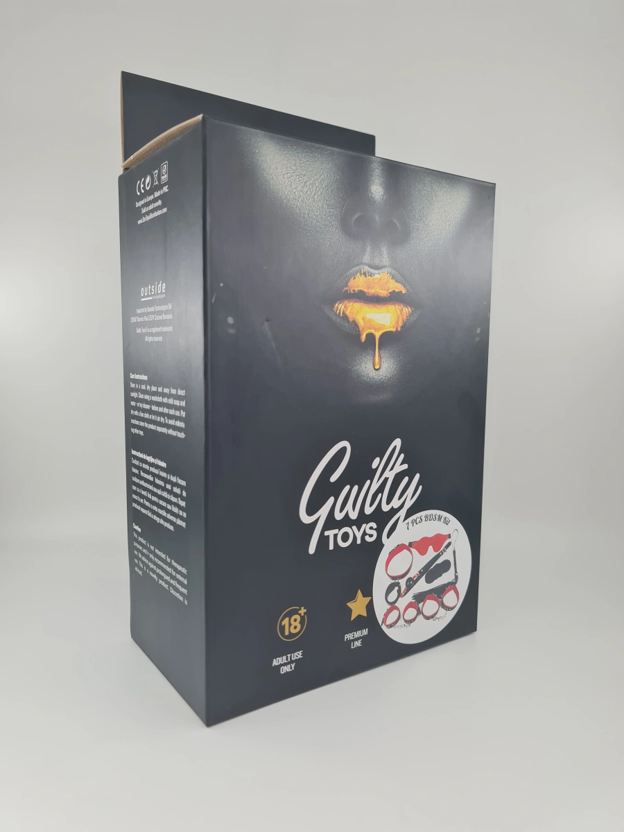 Set BDSM 7 Piese, Negru/Rosu, Guilty Toys, #2, Erotic24.ro