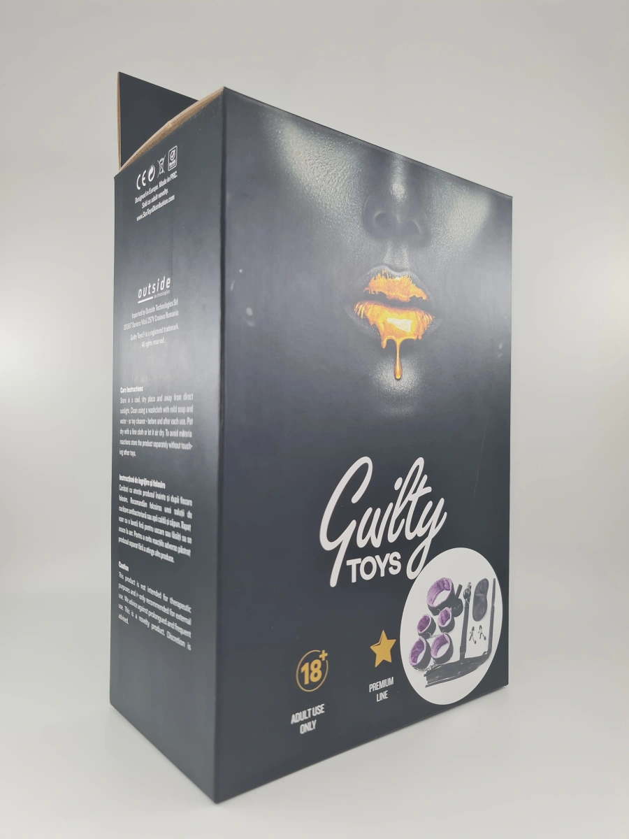 Set BDSM Sinner 7 Piese, Negru/Mov, Guilty Toys, #2, Erotic24.ro