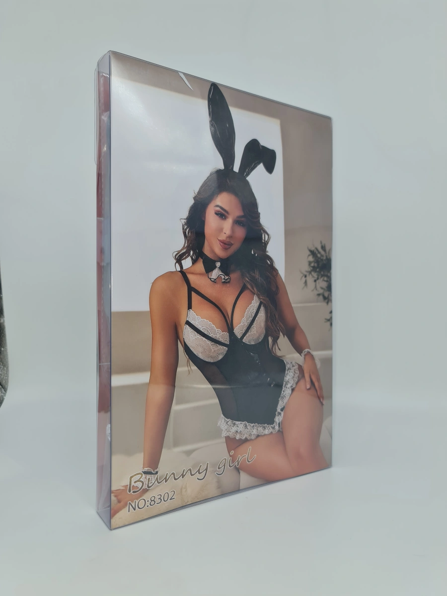 Costumatie Sexy Lovely Bunny, 4 Piese, Negru/Alb, S/M, #5, Erotic24.ro