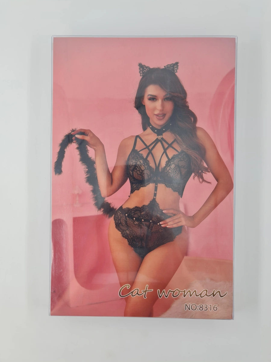 Costumatie Sexy Naughty Cat Woman, 3 Piese, Negru, S/M, #5, Erotic24.ro