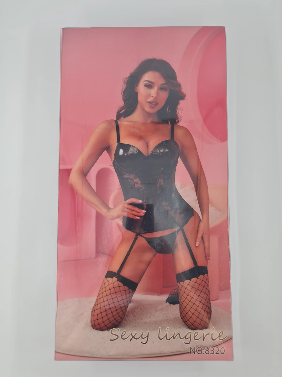 Set Lenjerie 3 Piese Dark Lure, Wetlook, Negru, S/M, #5, Erotic24.ro