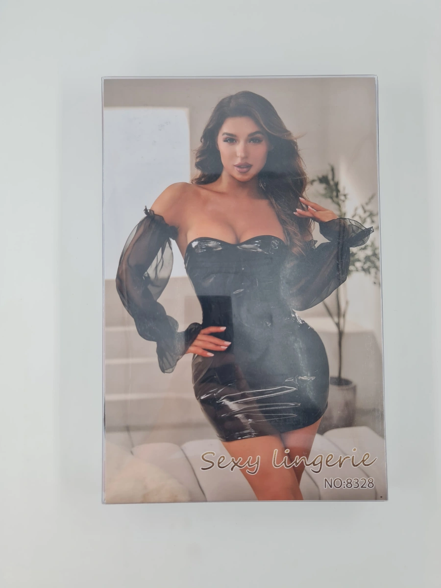 Set 3 Piese Wetlook Shine, Negru, S/M, Nr. 5, Erotic24.ro