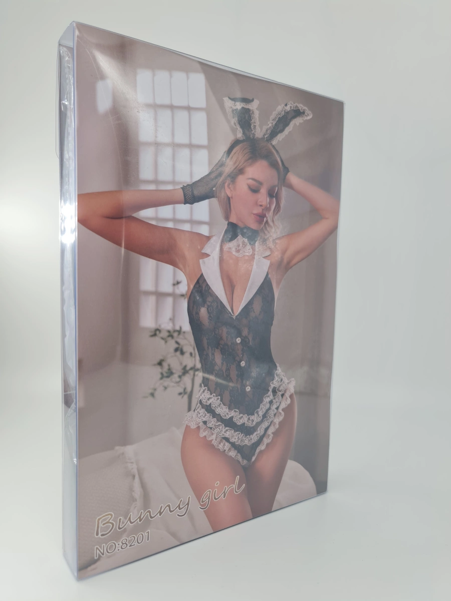 Costumatie Sexy Grace Bunny, 4 Piese, Negru/Alb, S/M, Nr. 5, Erotic24.ro