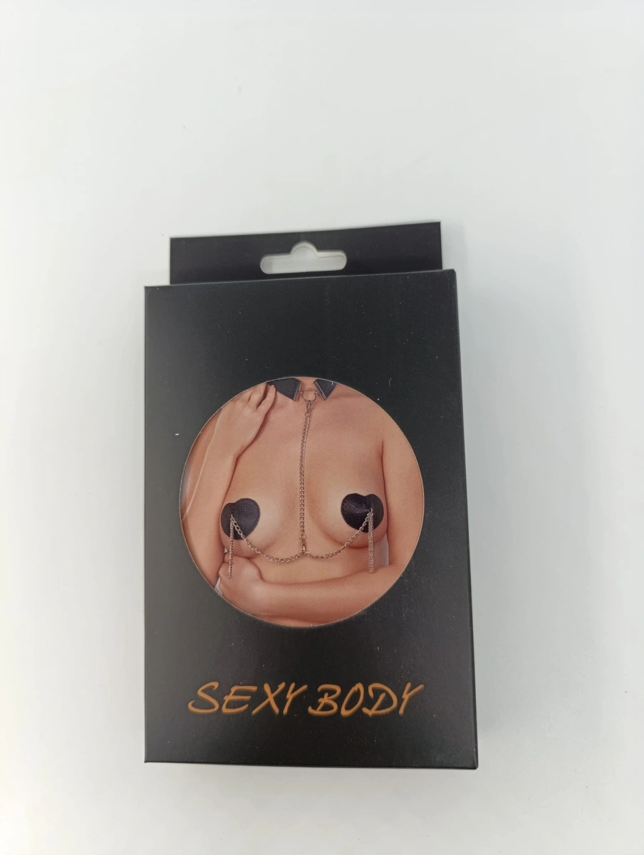 Set Acoperitoare Sfarcuri si Choker Sexy Hearties, Negru, Nr. 3, Erotic24.ro