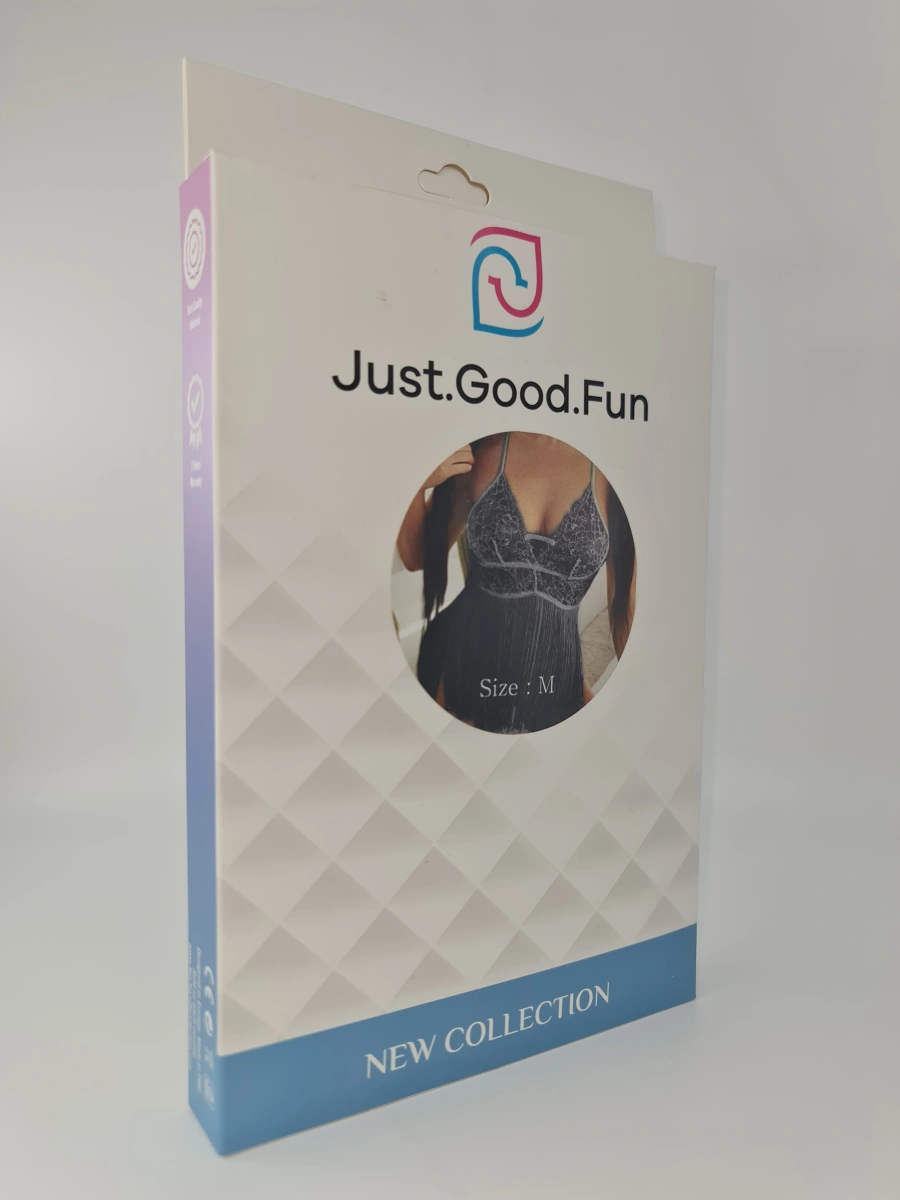 Rochie Babydoll cu Franjuri si Bikini, Negru, M, JGF Lingerie, #4, Erotic24.ro