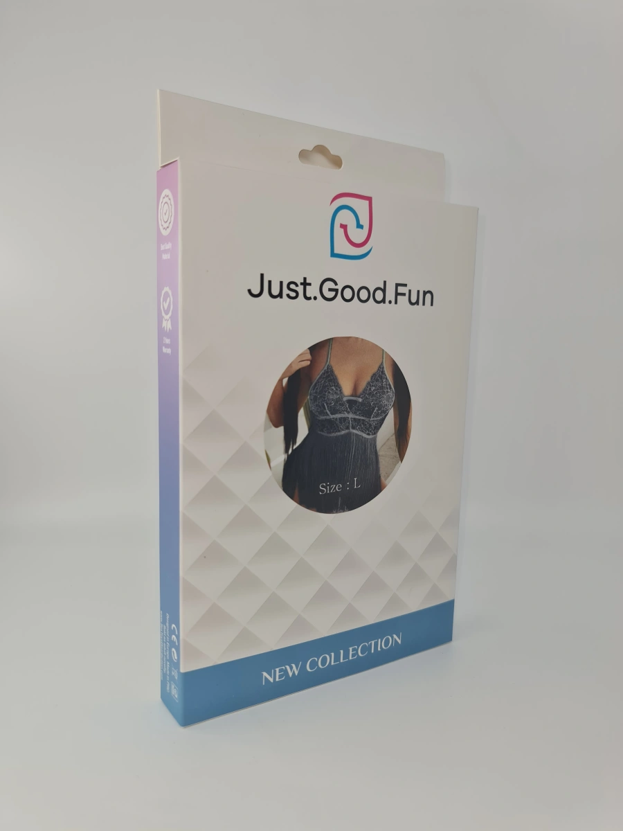 Rochie Babydoll cu Franjuri si Bikini, Negru, L, JGF Lingerie, #4, Erotic24.ro