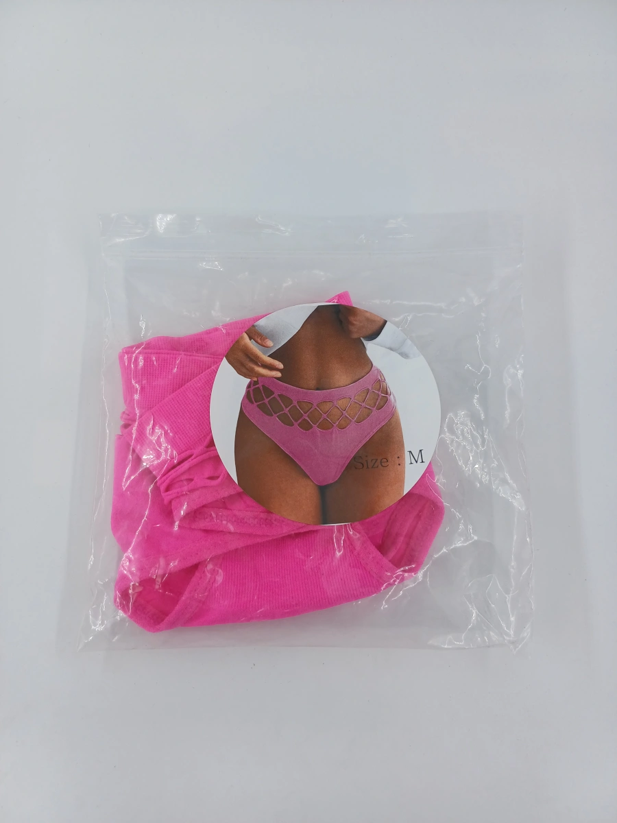 Bikini Tanga Elastici cu Talie Inalta, Roz Neon, M, #3, Erotic24.ro