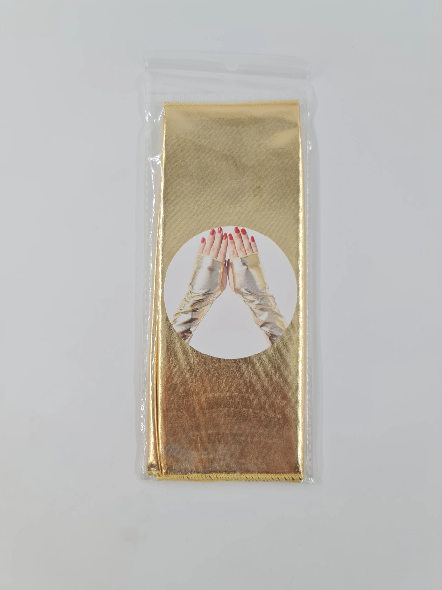 Manusi Fara Degete Rebel Look, Wetlook, Auriu, S, 23 cm, #2, Erotic24.ro