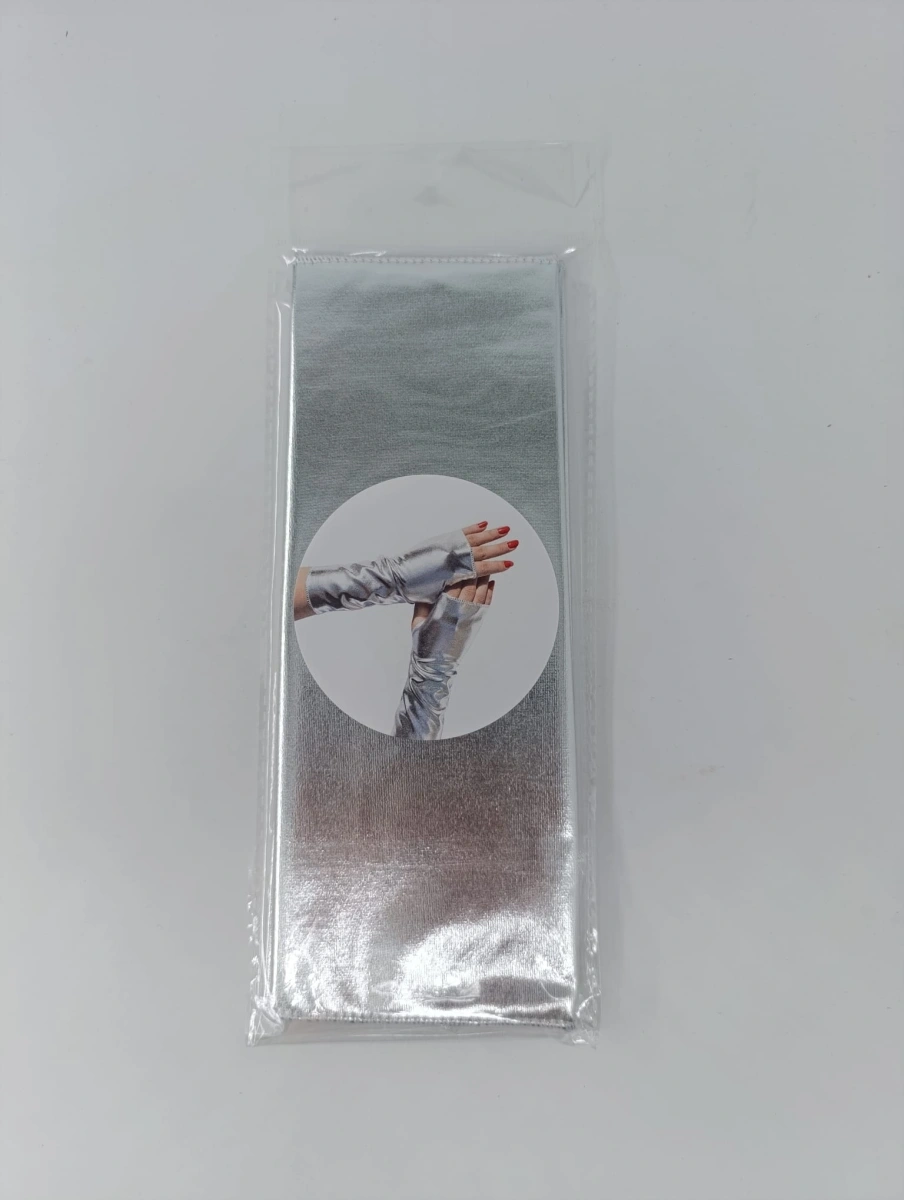 Manusi Fara Degete Rebel Look, Wetlook, Argintiu, S, 23 cm, Nr. 2, Erotic24.ro