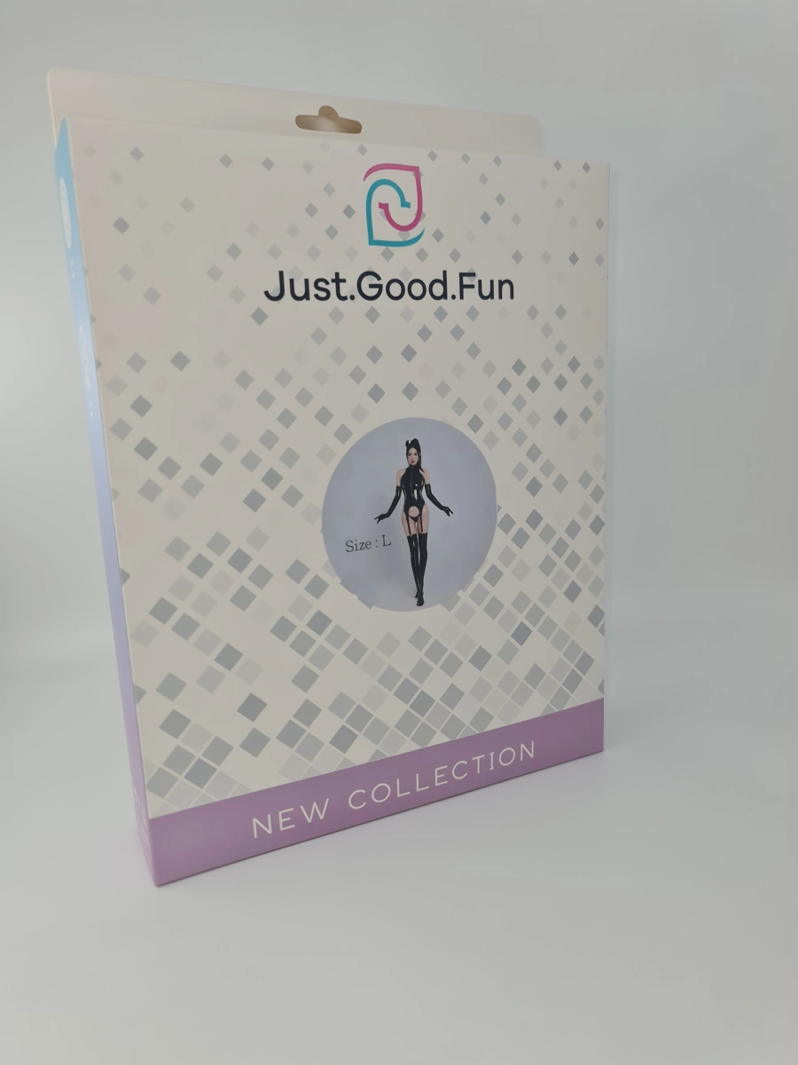 Set Lenjerie Sexy Sinner, 3 Piese, Wetlook, Negru, L, JGF Lingerie, #5, Erotic24.ro