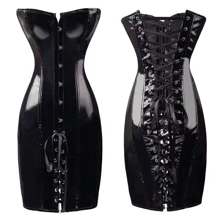 Rochie Sexy Corset Look, Wetlook, Negru, S, Nr. 4, Erotic24.ro