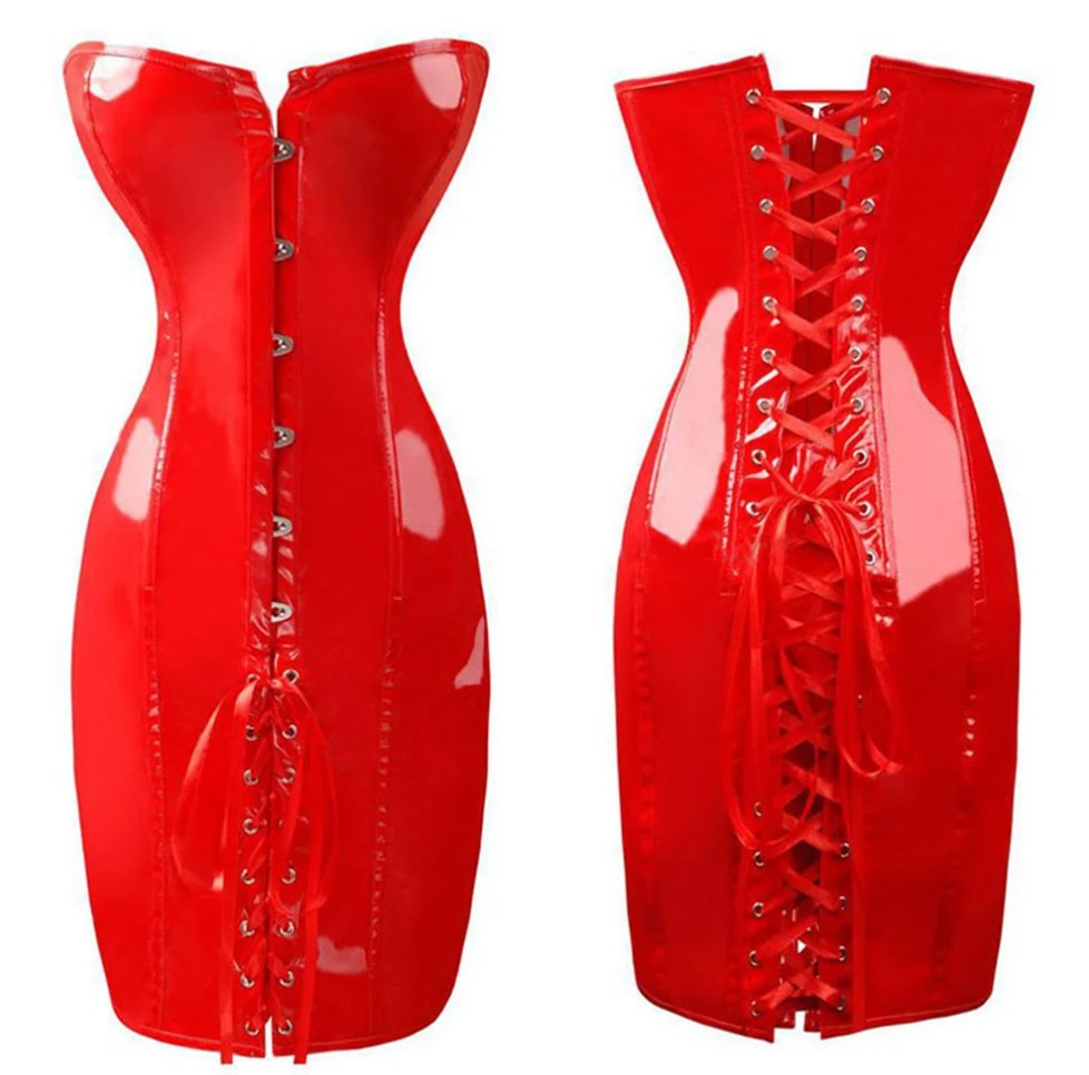 Rochie Sexy Corset Look, Wetlook, Rosu, M, Nr. 4, Erotic24.ro