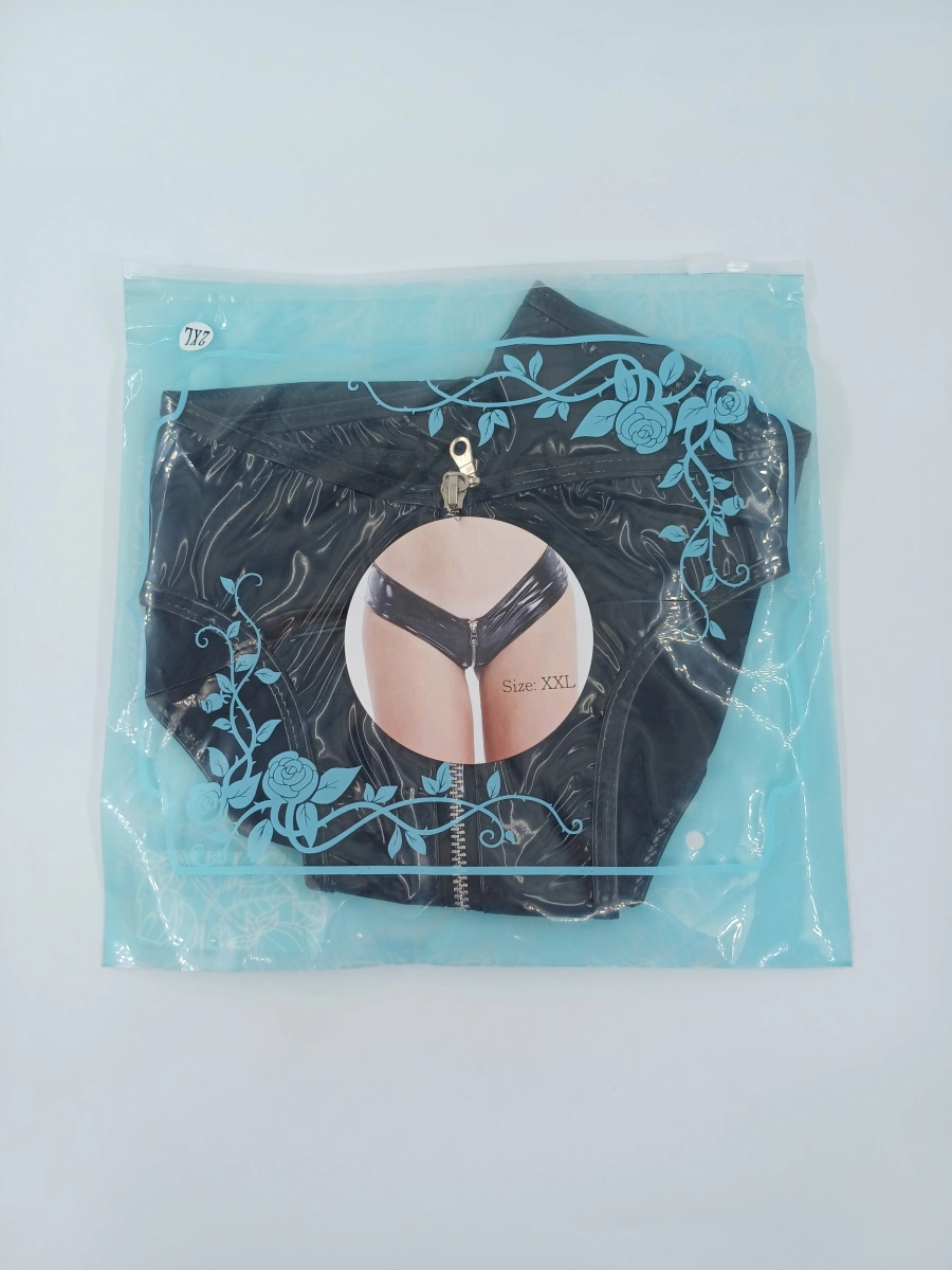 Bikini cu Fermoar Strip Me, Wetlook, Negru, XXL, #5, Erotic24.ro