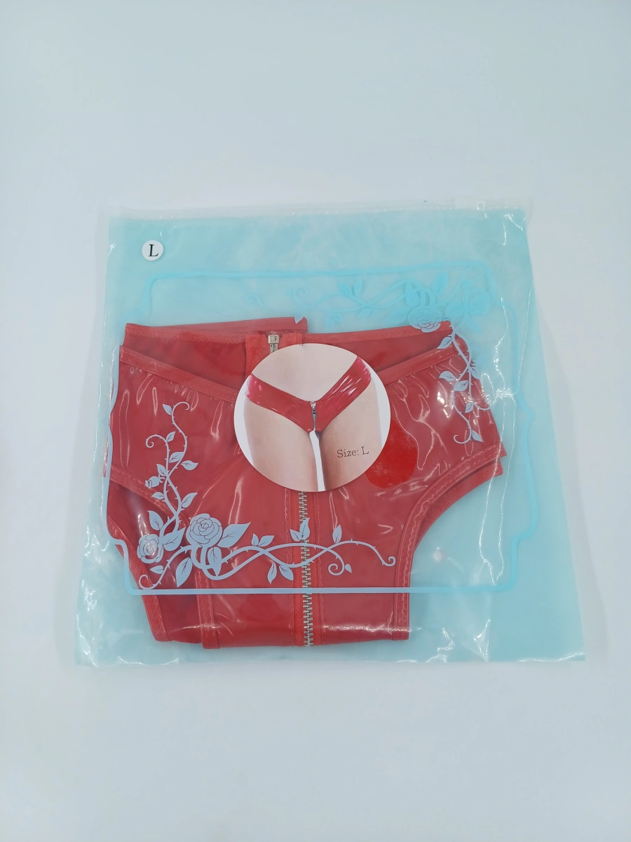 Bikini cu Fermoar Strip Me, Wetlook, Rosu, L, #2, Erotic24.ro