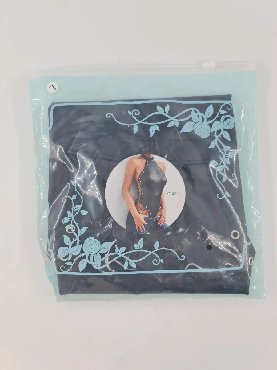 Body Erotic Laces, Wetlook Mat, Negru, L, Nr. 5, Erotic24.ro