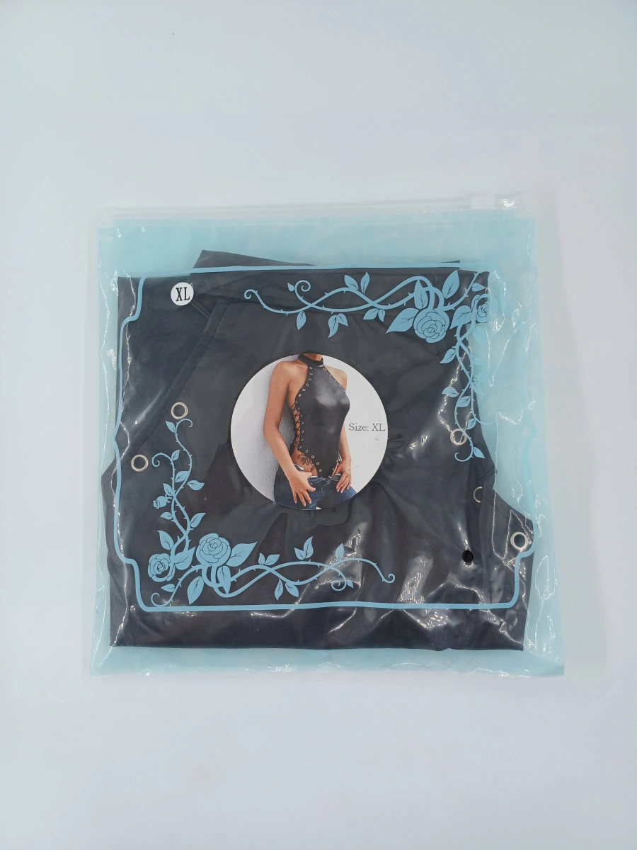 Body Erotic Laces, Wetlook Mat, Negru, XL, #5, Erotic24.ro