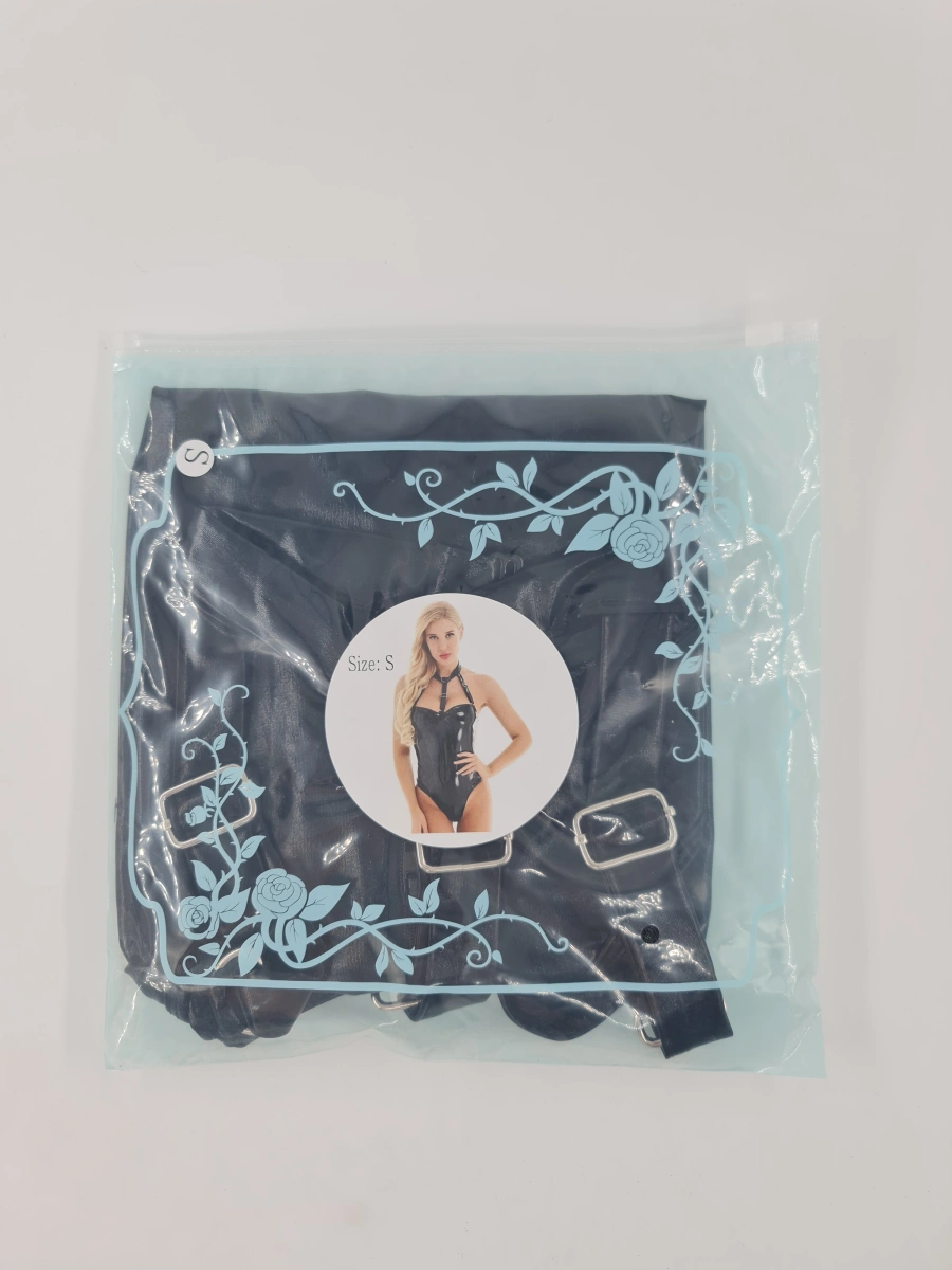 Body Kinky cu Fermoar Dubla Deschidere, Wetlook, Negru, S, #8, Erotic24.ro