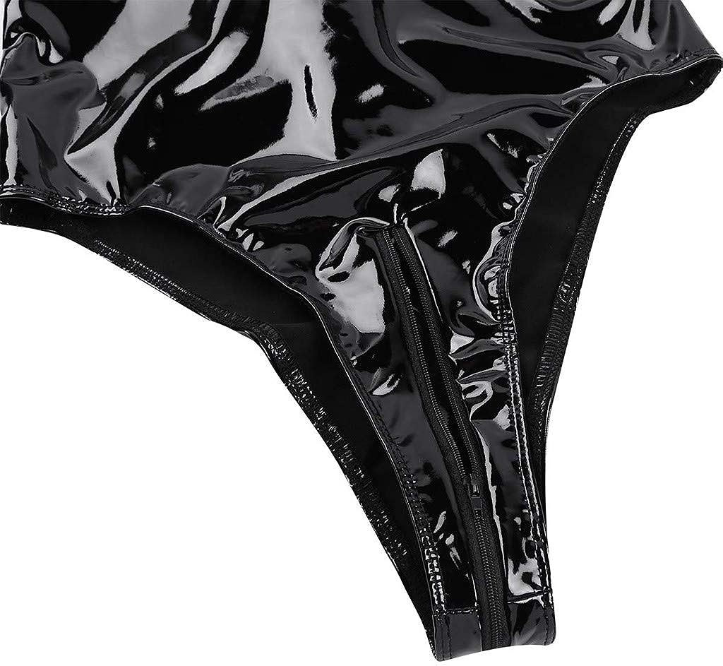 Body Kinky cu Fermoar Dubla Deschidere, Wetlook, Negru, M, Nr. 7, Erotic24.ro