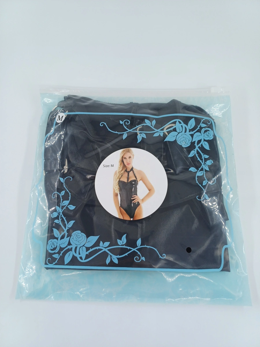 Body Kinky cu Fermoar Dubla Deschidere, Wetlook, Negru, M, Nr. 8, Erotic24.ro