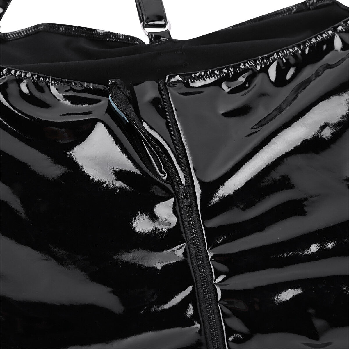 Body Kinky cu Fermoar Dubla Deschidere, Wetlook, Negru, M, Nr. 6, Erotic24.ro