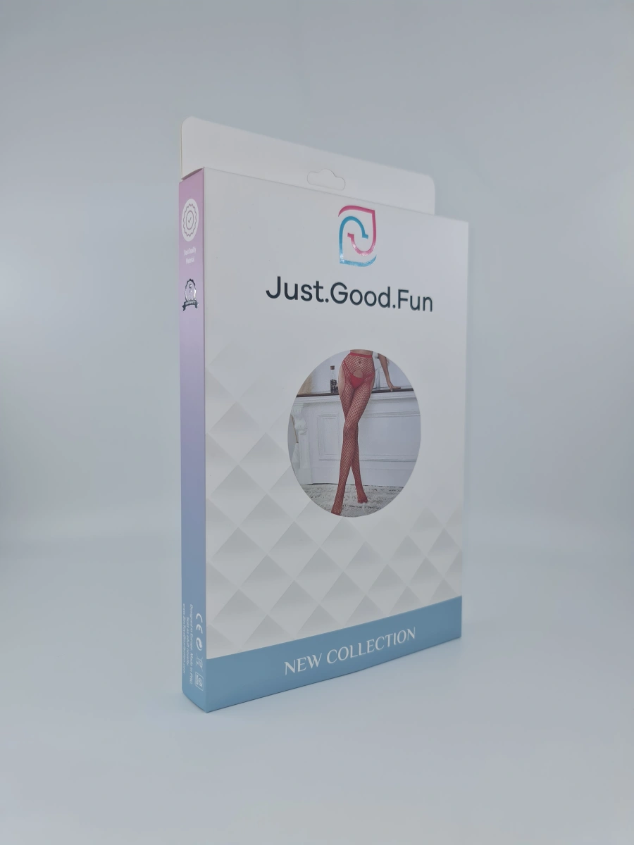 Ciorapi Crotchless din Plasa Elodie, Rosu, S-L, JGF Lingerie, Nr. 2, Erotic24.ro