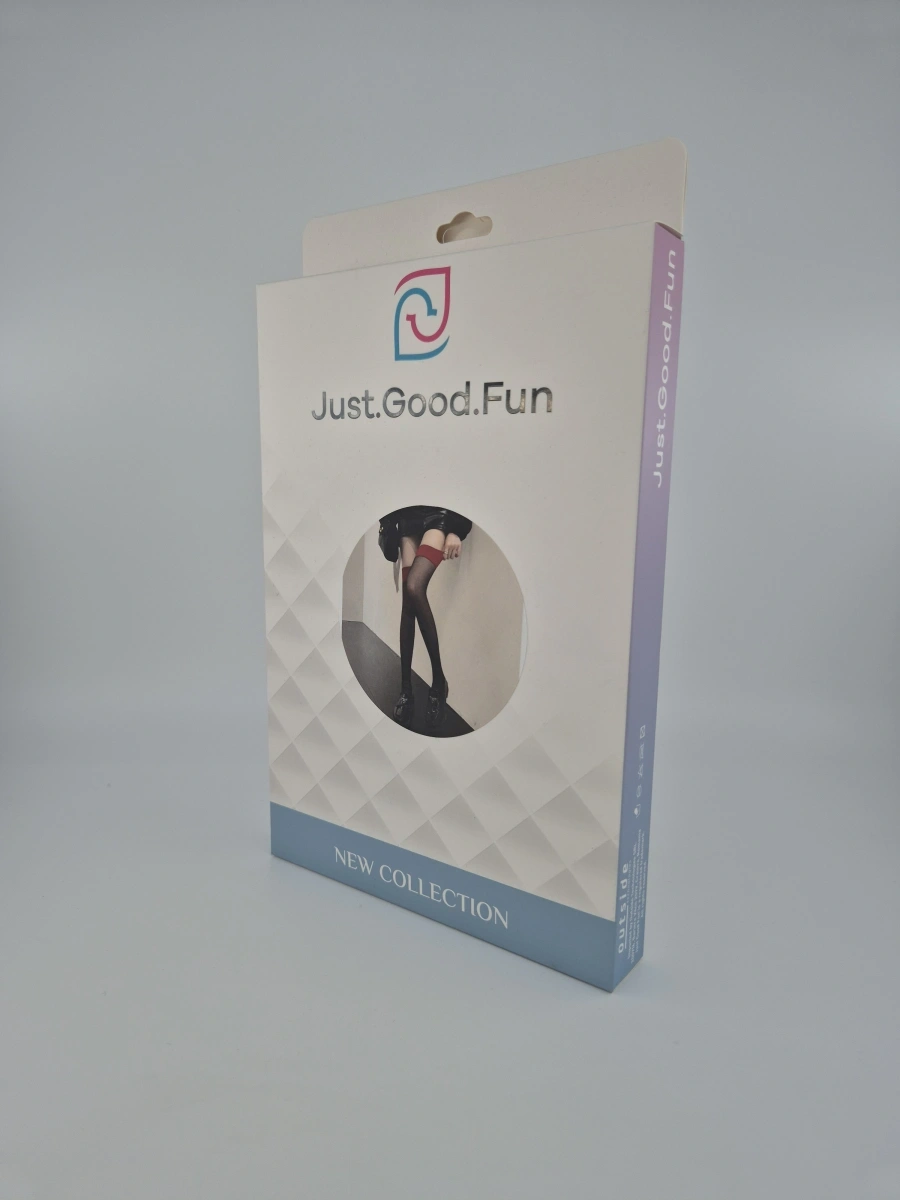 Ciorapi Sexy cu Banda Lata, Negru/Rosu, XS/S, JGF Lingerie, #2, Erotic24.ro