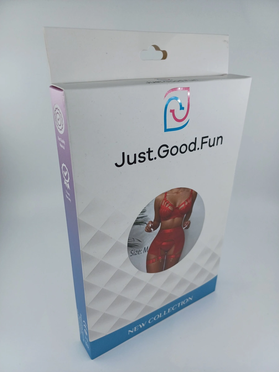 Set Lenjerie Risky Mesh, 5 Piese, Rosu, M, JGF Lingerie, #5, Erotic24.ro