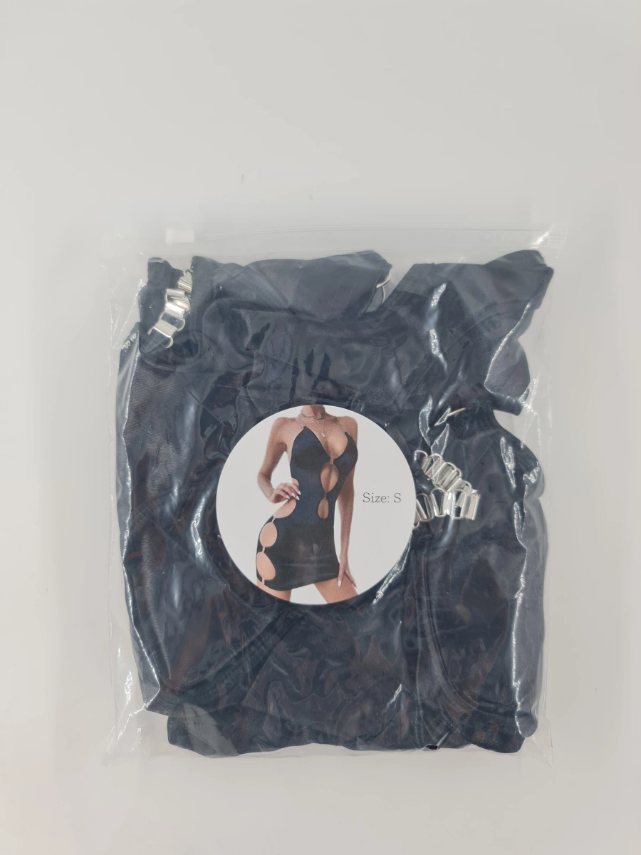 Rochie cu Decupaje si Lanturi Gorgeous, Negru, S, #7, Erotic24.ro