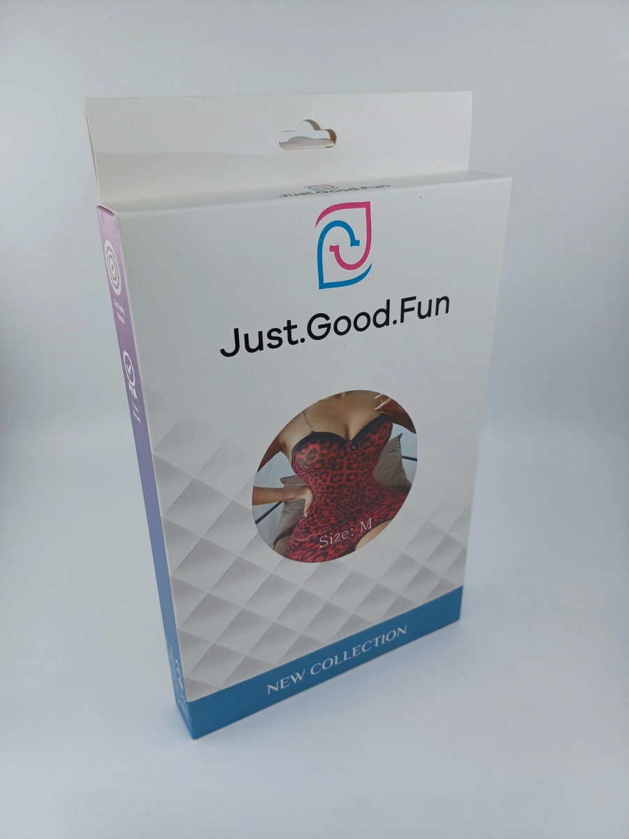 Rochie Mini si Bikini Animal Print, Rosu/Negru, M, JGF Lingerie, #4, Erotic24.ro