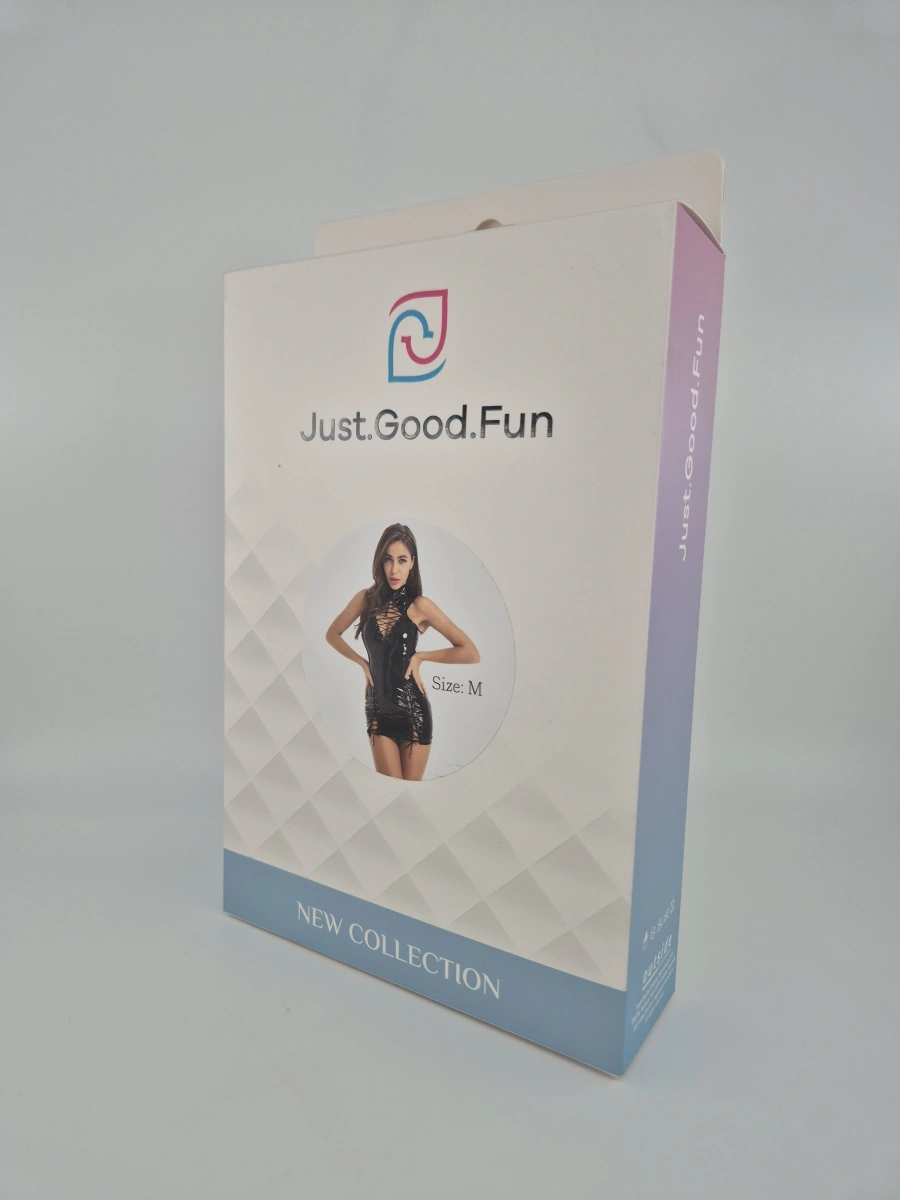 Rochie Mini cu Snururi si Fermoar Dubla Deschidere, Wetlook, Negru, M, JGF Lingerie, Nr. 6, Erotic24.ro