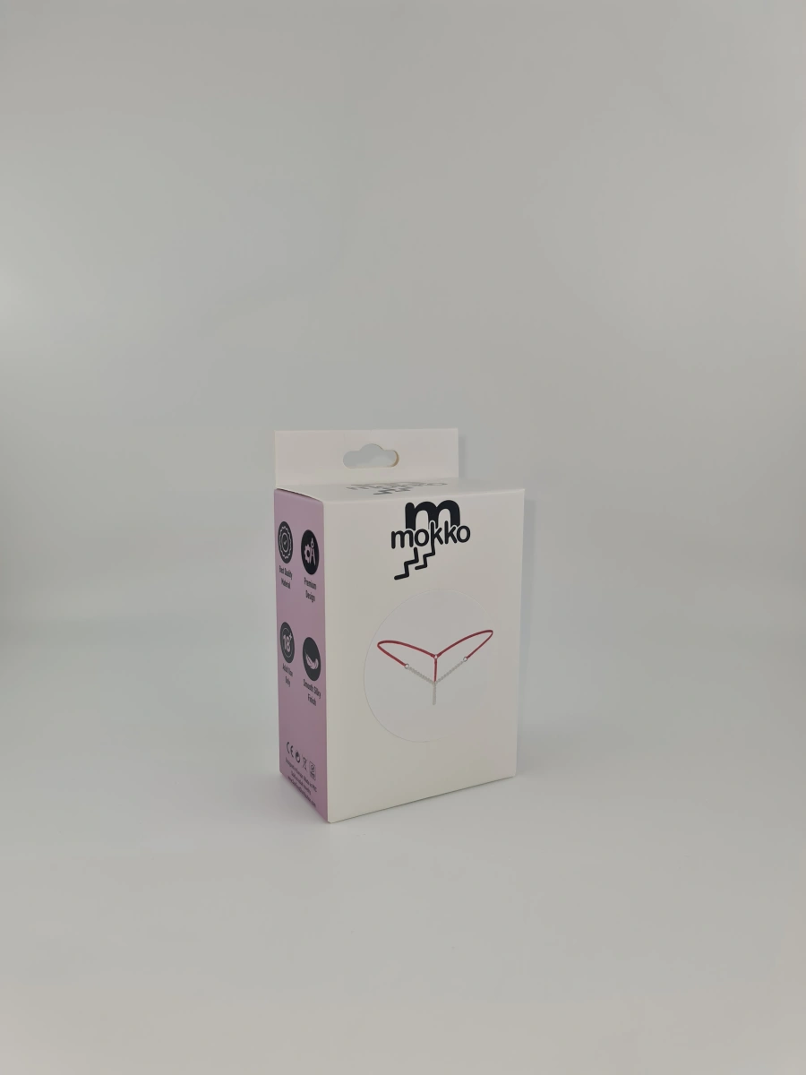 Micro Bikini cu Perle si Inele, Rosu, S/M, Mokko Toys, Nr. 2, Erotic24.ro