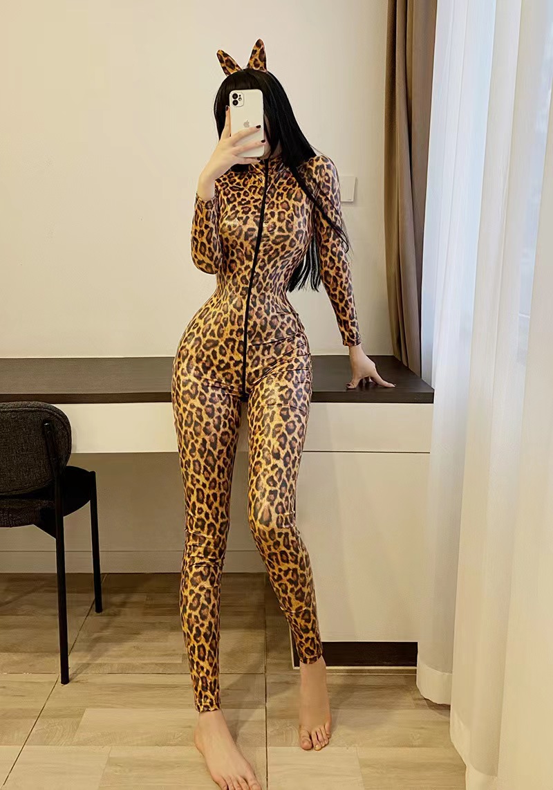 Catsuit Overall Wild Look, Animal Print, L, JGF Lingerie