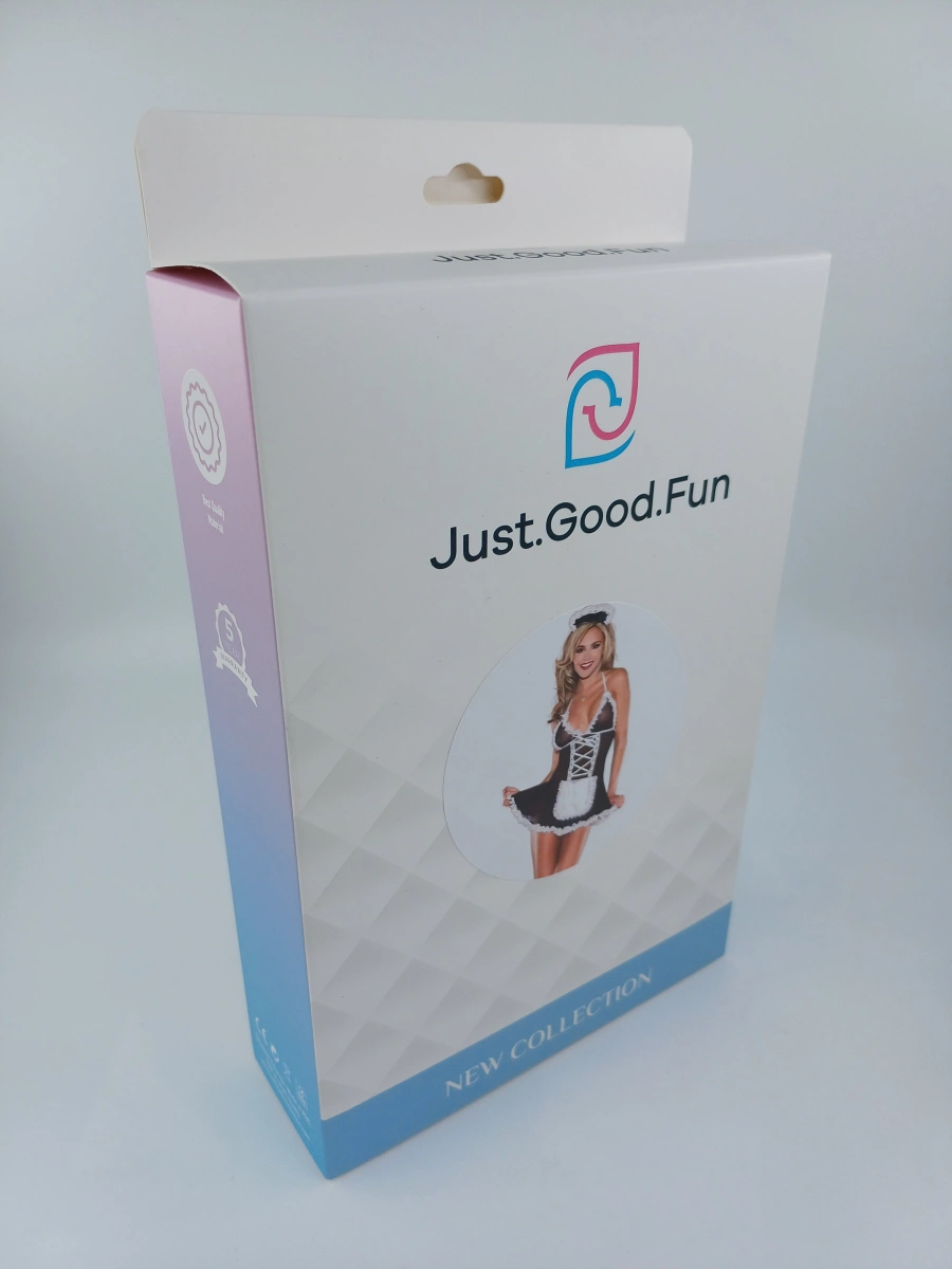 Cosumatie Menajera/Servitoare, 3 Piese, Negru/Alb, S/M, JGF Lingerie, #5, Erotic24.ro