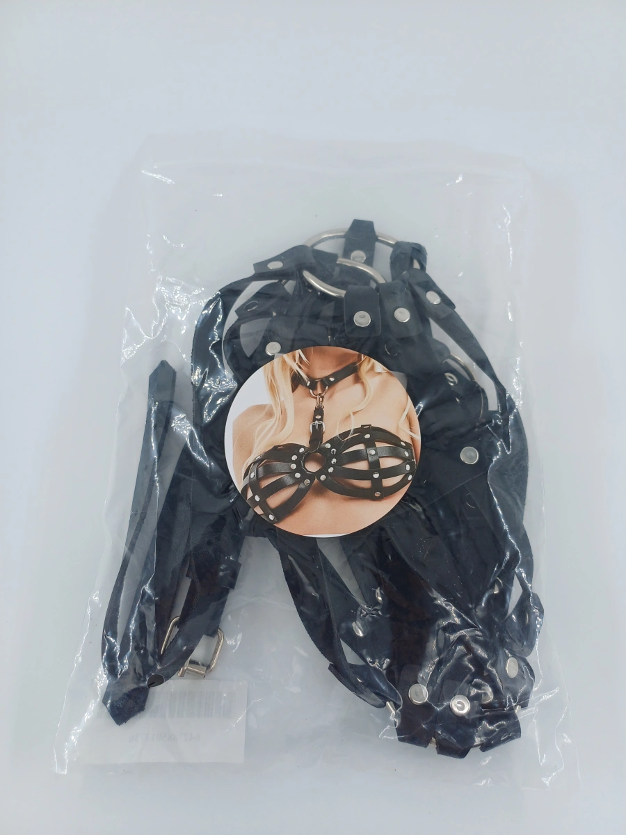 Harness Bra Cage Piele Ecologica OS, #4, Erotic24.ro