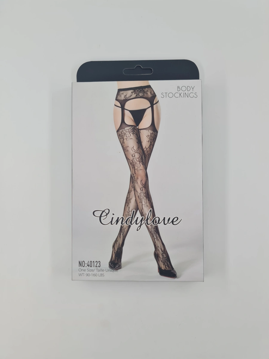 Ciorapi cu Model Floral Negri OS, Nr. 2, Erotic24.ro