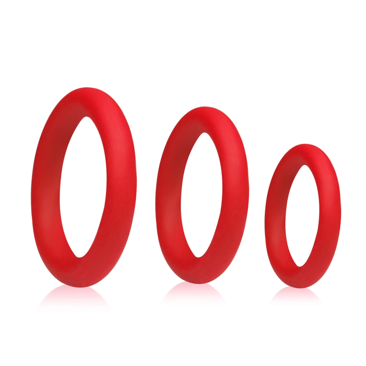 Set 3 Inele Penis Diesel, Silicon, Rosu, Mokko Toys, Good Vibes, #2, Erotic24.ro