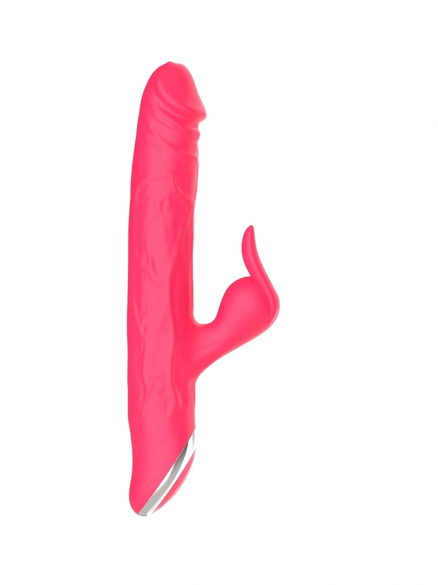 Vibrator Midnight Rabbit, 10 Moduri Thrusting, 10 Moduri Vibratii, Silicon, USB, Rose, 24.5 cm, Guilty Toys, Glamour, #2, Erotic24.ro