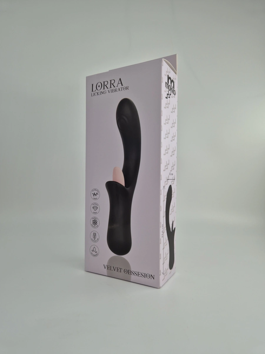 Vibrator Licking Lorra, 10 Moduri Stimulatoare, Silicon, USB, Negru, 22.6 cm, Mokko Toys, Velvet Obsession, #8, Erotic24.ro