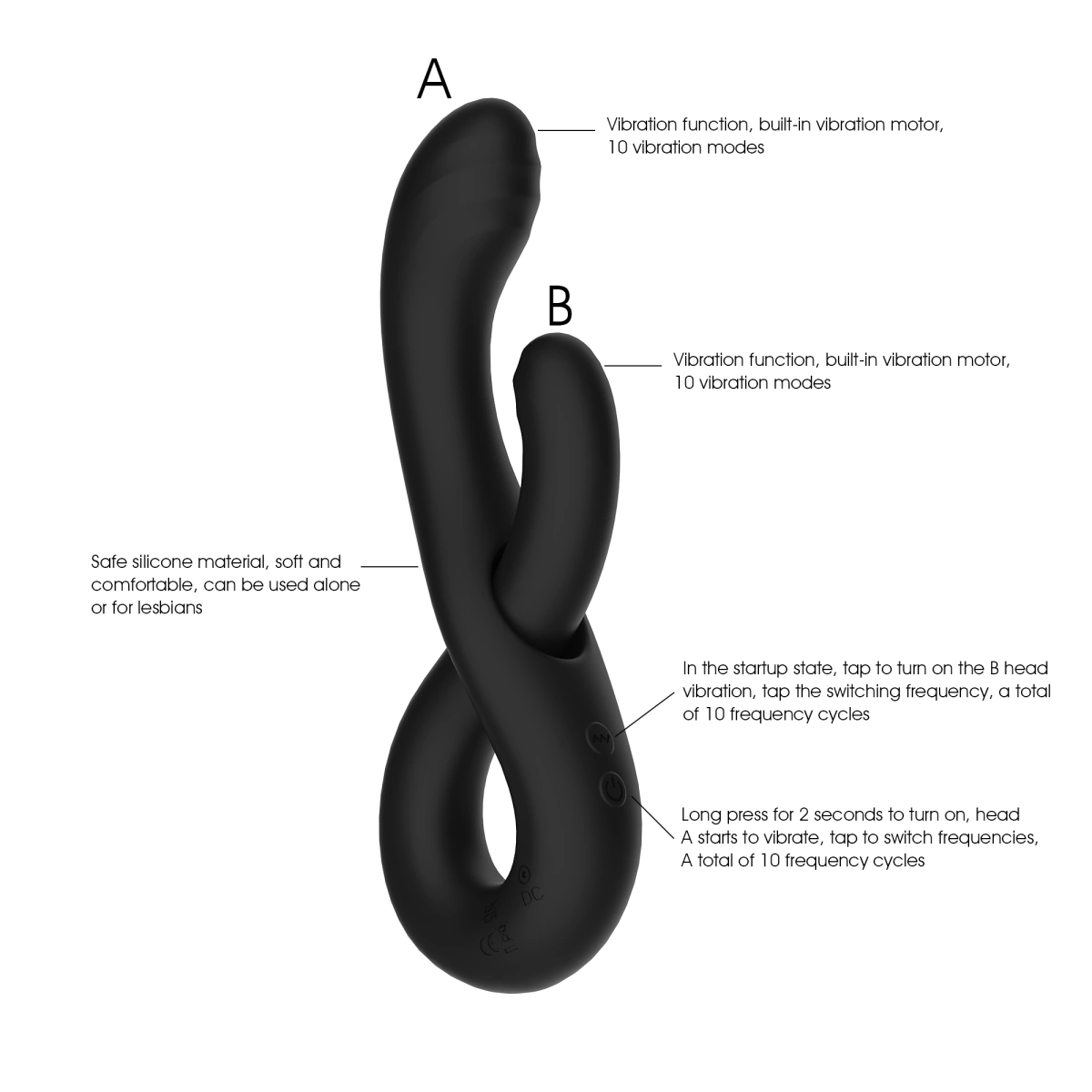 Vibrator Rue Multi-Shape, 10 Moduri Vibratii, Silicon, USB, Negru, 22.2 cm, Mokko Toys, Velvet Obsession, #5, Erotic24.ro